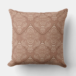 Jugendstil-Feder-Muster in Orange Kissen