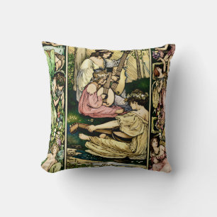 Jugendstil-Fee-Musiker Vintage-Illustration Kissen