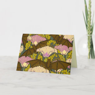 Jugendstil Fledermäuse und Blumen Karte