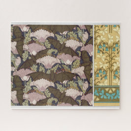 Jugendstil-Fledermäuse und Campanulas blühende Tex