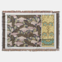 Jugendstil-Fledermäuse und Campanulas blühende Tex