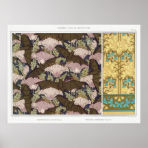 Jugendstil-Fledermäuse und Campanulas blühende Tex