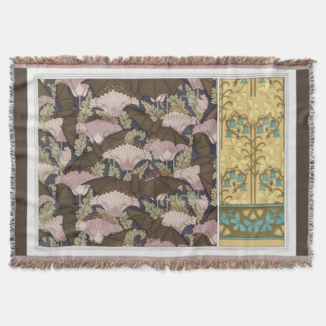 Jugendstil Fledermäuse und Glockenblumen textil Ku Decke (Vorderseite)