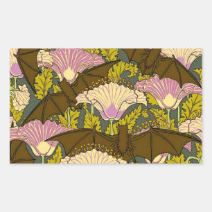 Jugendstil-Fleet und Blume Rechteckiger Aufkleber