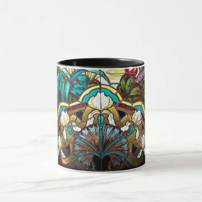 Jugendstil florale Buntglaslook Tasse (Zentrum)