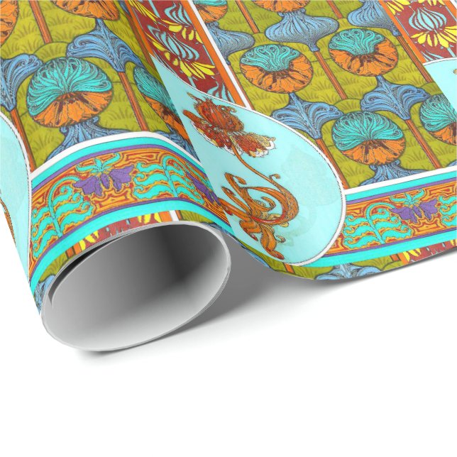 Jugendstil florale Vintage Blume viktorianisch Geschenkpapier (Rolleneckpunkt)