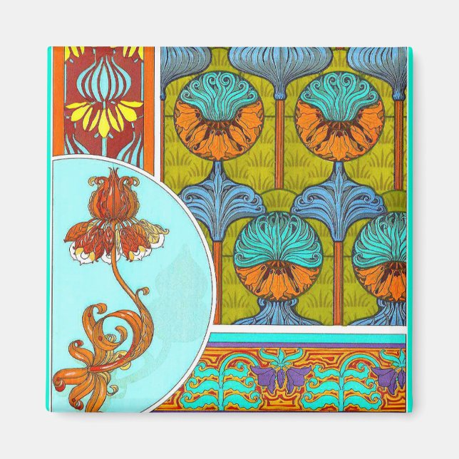 Jugendstil florale Vintage Blume viktorianisch Magnet (Vorne)