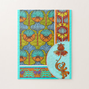 Jugendstil florale Vintage Textilkunst verneuil