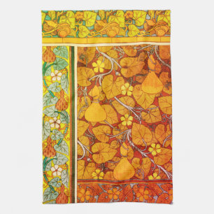 Jugendstil florales Gourmet elegantes fallorange g Geschirrtuch