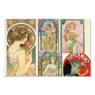 Jugendstil Französische Frauen Kunst Mosaik Fotodruck