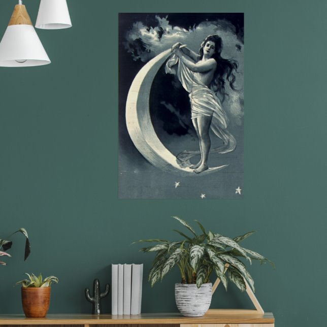 Jugendstil-Frau auf dem Halbmond Poster (Wohnzimmer 1)