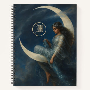 Jugendstil-Frau auf zunehmendem Mond Notizbuch
