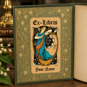 Jugendstil Frau Blumen Kraft Ex Libris Vorlage