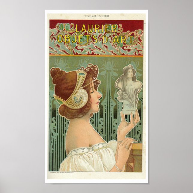 Jugendstil-Frau Französische Kunst von henri livem Poster (Vorne)