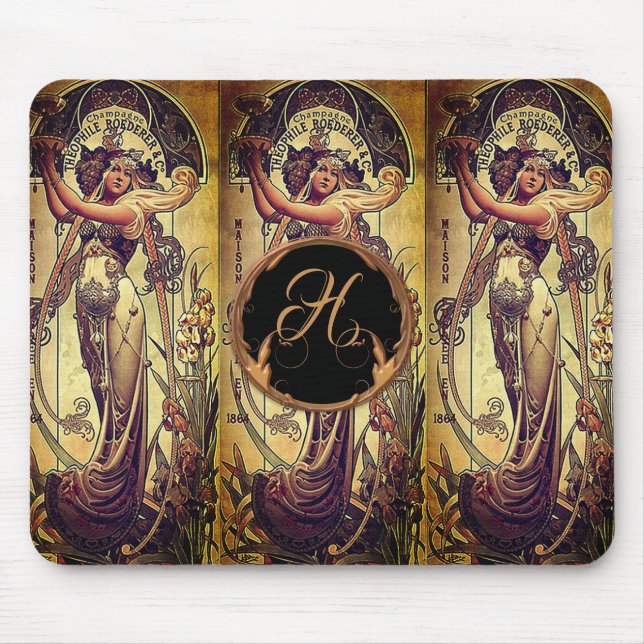 Jugendstil-Frau Hingre-Werbung Mousepad (Vorne)