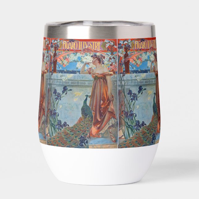 Jugendstil-Frau und Pfau (Rückseite)