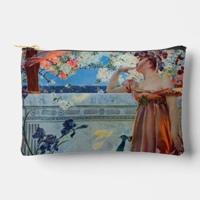 Jugendstil-Frau und Pfau Zubehörtasche (Vorderseite)