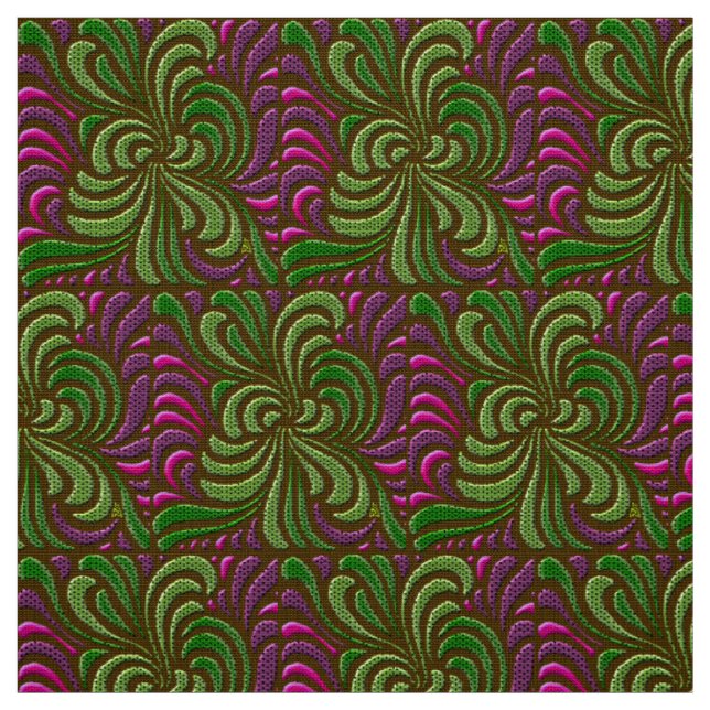 Jugendstil-Freie Wirbel - Grün und Magenta Stoff (Muster)