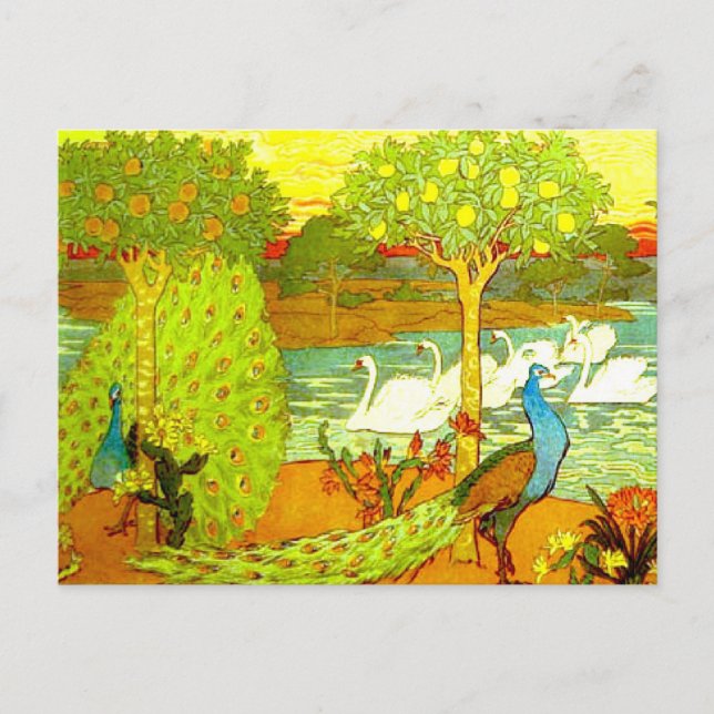 Jugendstil-Friedhöfe und Schwäne Postkarte (Vorderseite)