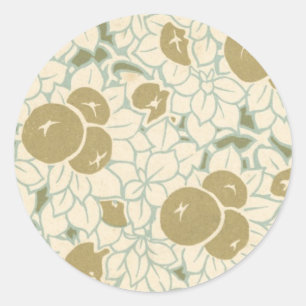 Jugendstil-Frucht- und Blumenmuster Runder Aufkleber
