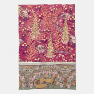 Jugendstil Fuchs Fasan Fingerhut Verneuil Geschirrtuch
