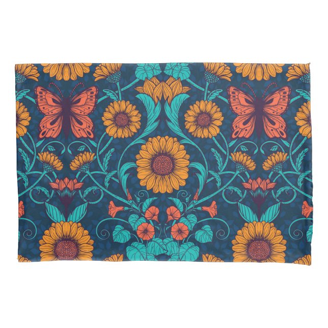 Jugendstil-Gänge in blau und gelb Kissenbezug (Vorderseite)