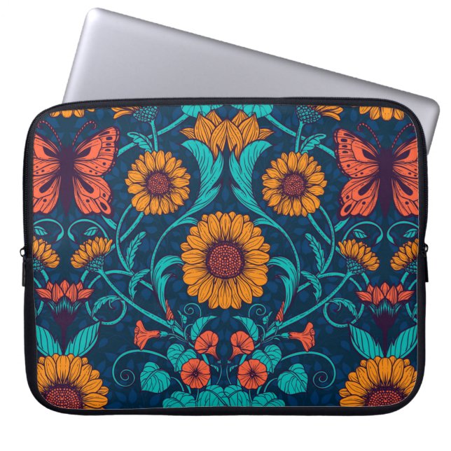 Jugendstil-Gänge in blau und gelb Laptopschutzhülle (Vorderseite)