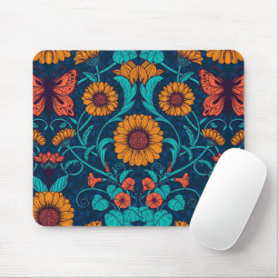 Jugendstil-Gänge in blau und gelb Mousepad