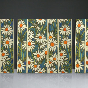 Jugendstil-Gänseblümchen Nahtlose weiße blaue Flor Fliese
