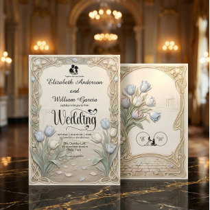 Jugendstil-Gartenanwesen-Hochzeit Einladung