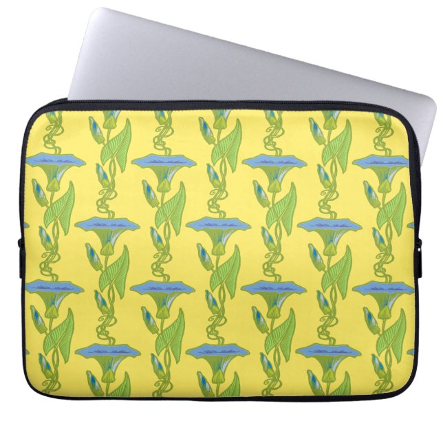 Jugendstil-Gelbe Ipomoea-Tapete Laptopschutzhülle (Vorderseite)