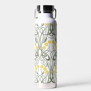 Jugendstil Gelbe Rosen und geschwungene Stiele Trinkflasche