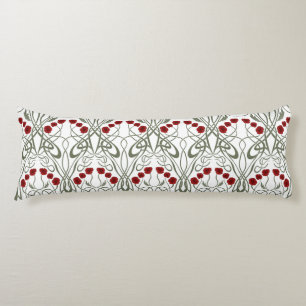 Jugendstil geometrische Mohnblumen und geschwungen Seitenschläferkissen