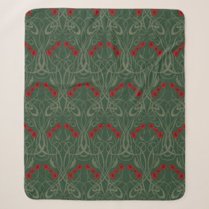 Jugendstil geometrische Mohnblumen und geschwungen Sherpadecke