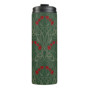 Jugendstil geometrische Mohnblumen und geschwungen Thermosbecher