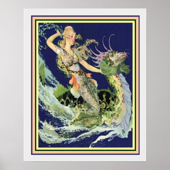 Jugendstil "Girl & Sea Serpent" 16x20 Poster (Vorne)