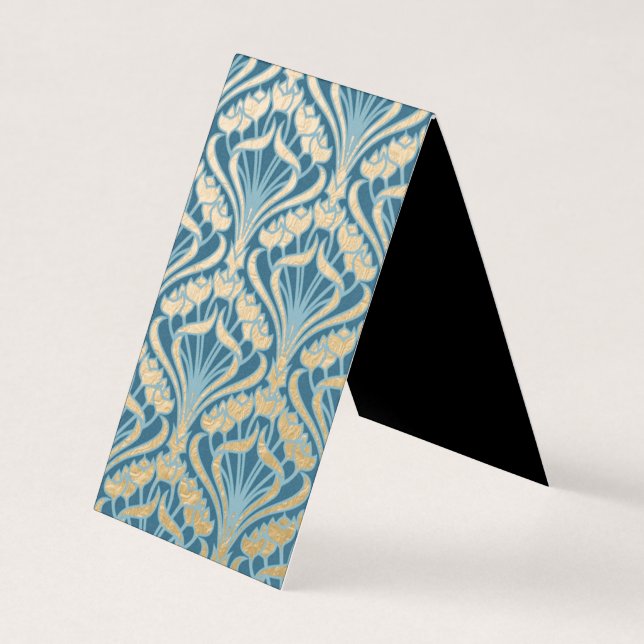 Jugendstil, Gold, aquamarin, Damast, Blumen, Muste Visitenkarten (Vorderseite)