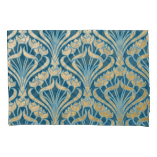 Jugendstil,Gold,aquamarin,Muster,Damast,Viktoriani Kissenbezug
