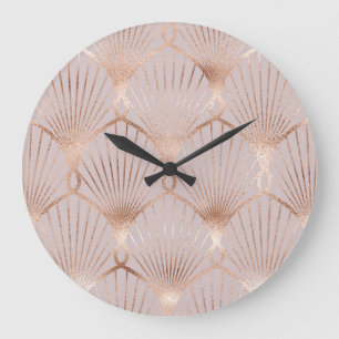 Jugendstil Gold: Nahtloses Blatt Große Wanduhr