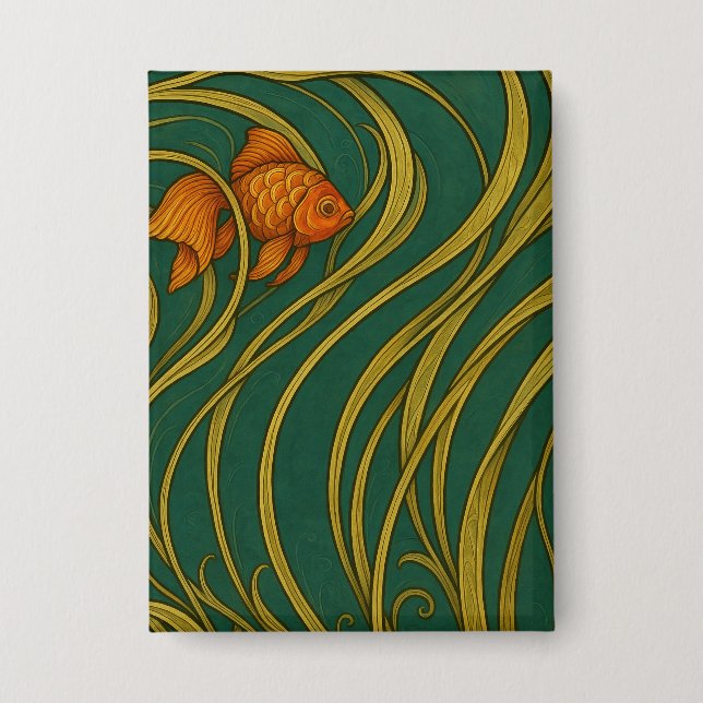 Jugendstil-Goldfisch  Button (Vorderseite)