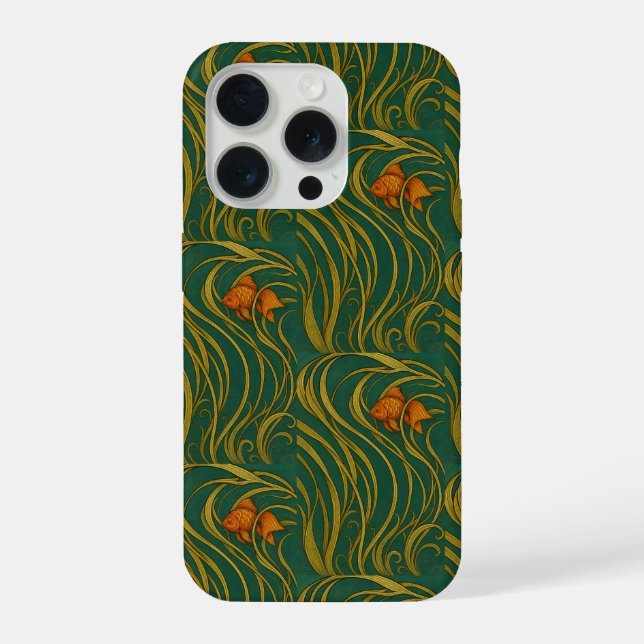 Jugendstil-Goldfisch  iPhone 15 Pro Hülle (Rückseite)