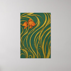 Jugendstil-Goldfisch  Leinwanddruck