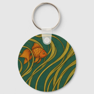 Jugendstil-Goldfisch Schlüsselanhänger