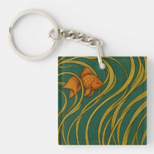 Jugendstil-Goldfisch Schlüsselanhänger