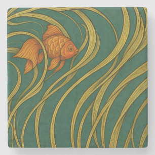 Jugendstil-Goldfisch Steinuntersetzer