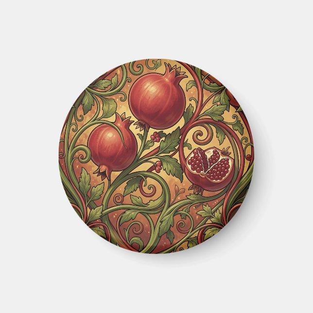 Jugendstil-Granatapfel-Ornamentmuster Magnet (Vorne)