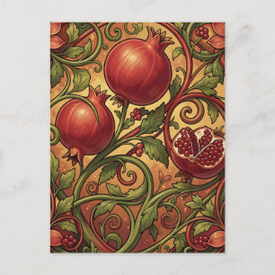 Jugendstil-Granatapfel-Ornamentmuster Postkarte