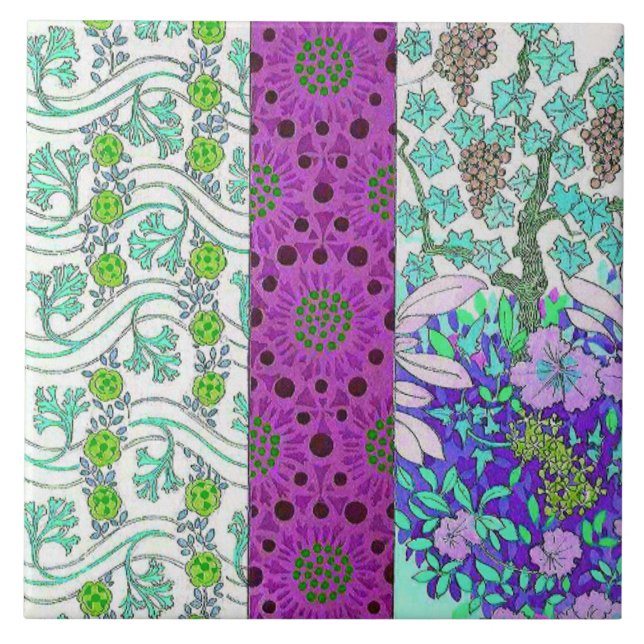 Jugendstil Grapevine Blüte Vintag Fliese (Vorderseite)