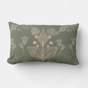 Jugendstil Grüne Blume Vector Pattern Lendenkissen