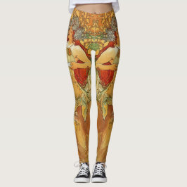 Jugendstil Herbst Frauen Goldene Braun Alphonse Mu Leggings